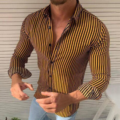 

Tailored Fashion Mens Casual Striped Slim Long Sleeve Dress Shirt Blouse Tops