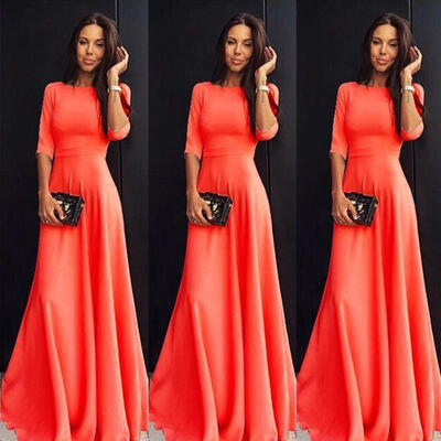

Womens Long Chiffon 34 Sleeve Evening Formal Party Prom Dress