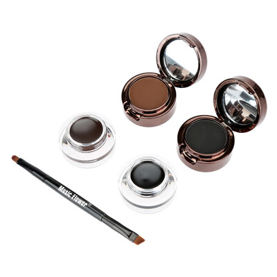 

Music Flower 4 in 1 Eyebrow & Eyeliner Cream Waterproof Cosmetic Set for Eye Makeup Black & Brown