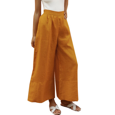 

Women Ladies Palazzo Plain Wide Leg Pants Baggy Solid Color Work OL Trousers