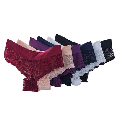 

Toponeto Women Lace Hipster Panty Hollow Transparent T-pants Middle-waisted Underpants