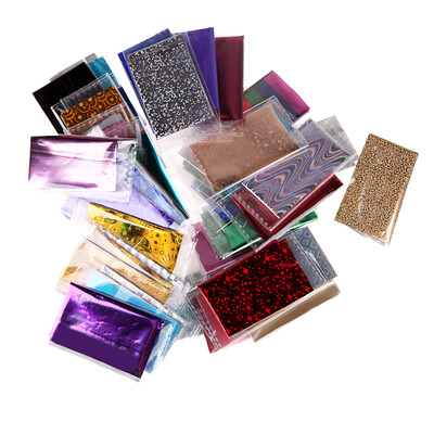 

50 Random Lot Colors Foil Galaxy Nail Sticker Paper Shiny Decal