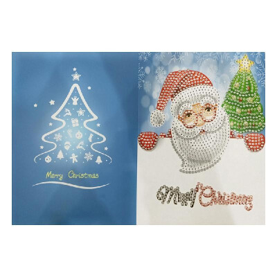 

Merry Christmas Cards DIY Diamond Painting Handmade Card Round Drill Greeting Cards Rhinestones Embroidery Arts Crafts Gifts Xmas