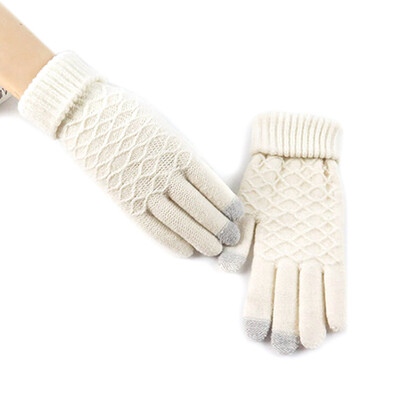 

Gloves Women Winter Knit Touch Screen Warm Cute Korean Version Sweet Students Thickened Plus Velvet