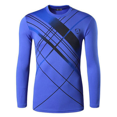 

Outdoor Sports Stripe Polyester Quick Drying Long Sleeve Mens T Shirt Fitness Cycling Moisture-Wicking Slim Fit T-Shirt
