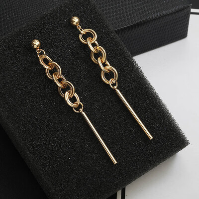 

2018 New Long Earrings For Women Triangle Round Design Geometric Ear Jewelry Punk Style Statement Earrings