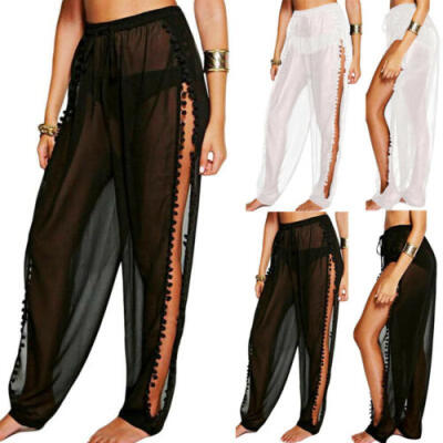 

Womens Sexy Beach Chiffon Sheer Split Loose Bikini Cover Up Swimwear Trousers