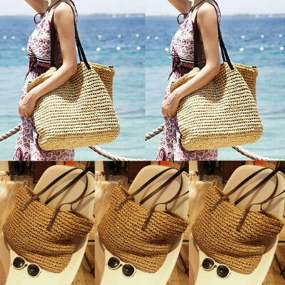 

Women Summer Tote Bag Rattan Straw Large Shopping Tote Bohemian Beach Handmade