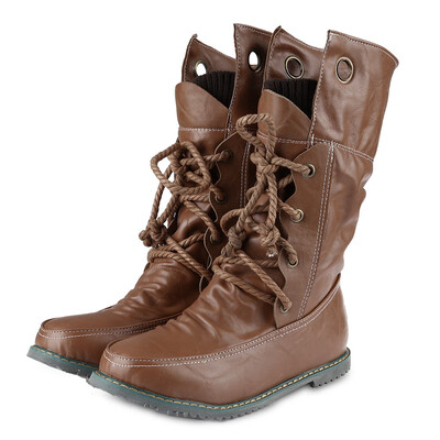 

Lace Up Ruched Mid Calf Boots