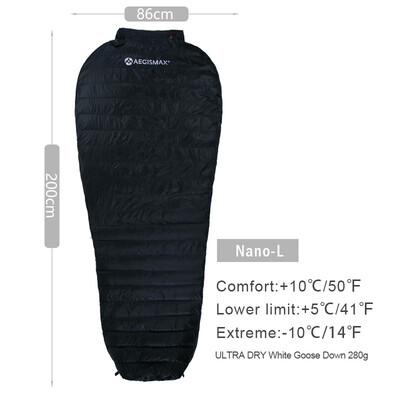 

AEGISMAX Nano Outdoor Adult Camping Ultralight Mummy Type Hiking 700FP White Goose Down Sleeping Bag Spring Atumn Summer Bag
