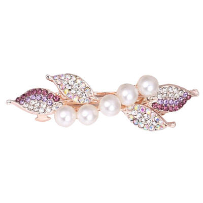 

Elegant Women Faux Pearl Rhinestone Inlaid Bowknot Hair Clips Party Hairpins