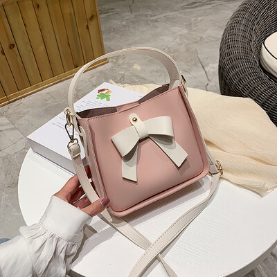 

Senior sense of foreign style womens bag Joker bow handbag new 2019 summer bucket shoulder bag messenger bag