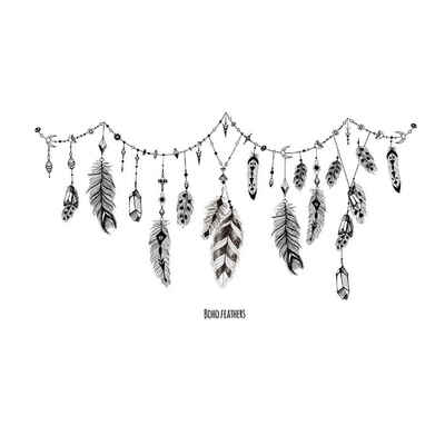 

60x90CM Feather Patterns Wall Stickers Tattoo for Bedroom Decorations PVC Self-adhesion Wall Decals