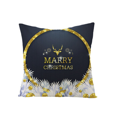 

Merry Christmas Pillow Case Glitter Linen Sofa Throw Cushion Cover Home Decor