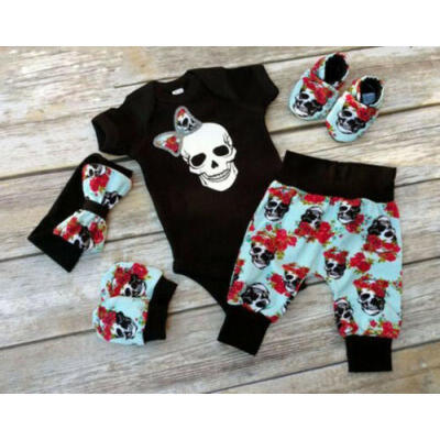 

4pcs Newborn Kid Baby Boy Clothes Jumpsuit Romper Bodysuit Long Pants Outfit Set