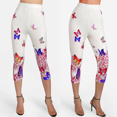 

Tailored Fashion Womens High Waist Elastic Plus Size Printing Tight Pants Shorts Leggings