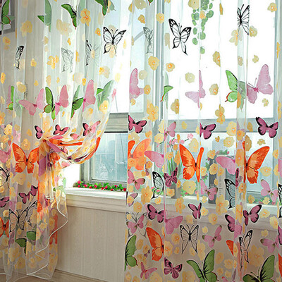 

1 PCS Butterfly Print Sheer Window Panel Curtains Room Divider New