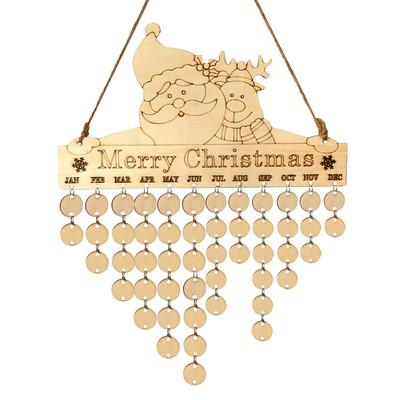 

〖Follure〗Wood Birthday Reminder Board Birch Ply Plaque Sign Merry Christmas DIY Calendar