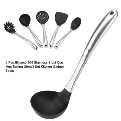 

Greensen 5 Pcs Silicone 304 Stainless Steel Cooking Baking Utensil Set Kitchen Gadget Tools