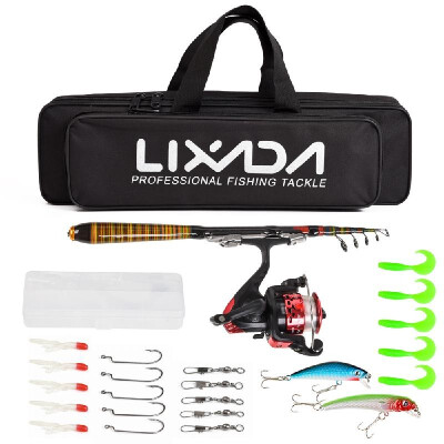 

Lixada Carbon Fiber Telescopic Fishing Rod&Reel Combo Full Kit Spinning Fishing Reel Fishing Lure Gear Organizer Pole Set