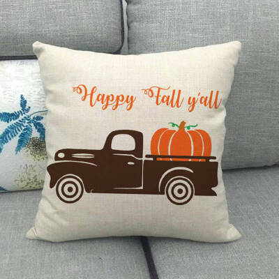 

Halloween Thanksgiving Cotton Linen Pillow Case Pumpkin Pillow Set Pumpkin Truck Maple Leaf Bicycle Cushion Cover