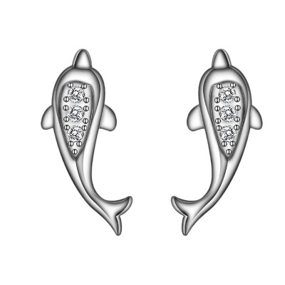 

2019 Hot Selling New 925 Silver Dolphin Diamond Earrings Zircon Earring Gift Ideas