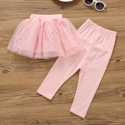 

Infant Baby Girls Culottes Leggings Gauze Knee-length Pants Bowknot Tutu Skirts