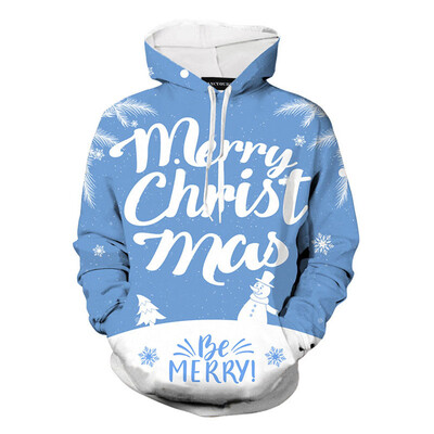 

goldstrings Merry Christmas Pullover Hoodie Funny Christmas Santa Snowman Digital Long Sleeve Sweatshirts
