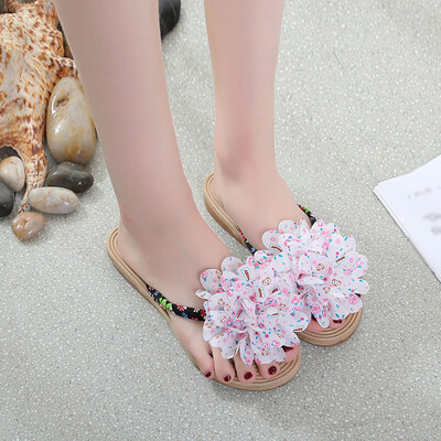 

Rose Bohemian Womens Flip Flops Shoes Ethnic Style Beach Non-Slip Clip-Toe Slipper