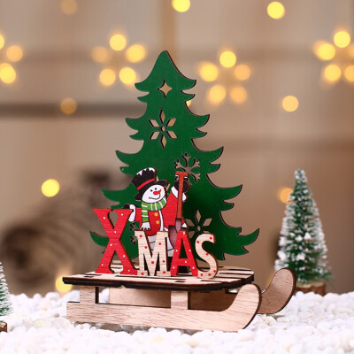 

Christmas Decoration Sled Snowman Santa Claus Wooden Ornaments Merry Christmas Home Decor Xams Tree Supplies