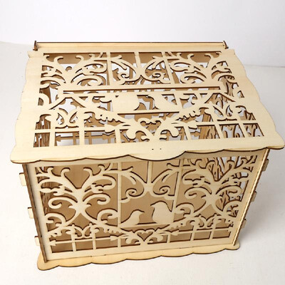 

DIY Wooden Wedding Card Box with Lock&Card Sign Rustic Hollow Gift Card Holder for Reception Wedding Anniversary Party Decorat