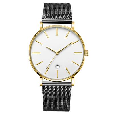 

Gobestart Fashion Simple Simple Casual Calendar Business Net With Strap Mens Watch