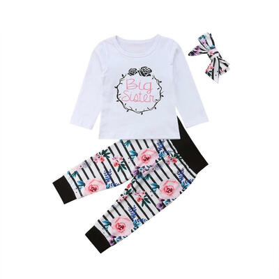 

Family Matching Clothes Big Sister T-shirt Little Sister Romper Pant Outfits
