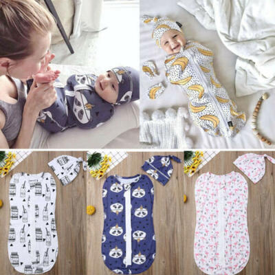 

Soft Baby Swaddle Muslin Blanket Newborn Zipper Wrap Swaddling Blanket 2PCSSET