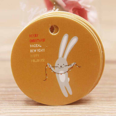 

100pcs\set Cute Circle Shape Kraft Christmas Paper Gift Hang Tag For Christmas Favors\Baby Toy Display Package\Label Tag