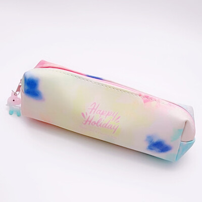 

Pu Leather Unicorn Pencil Case Art Pen Bag Pencil Holder Cartoon Unicorn Colorful Storage Pen Pouch Gradient Color Unicorn Pendant