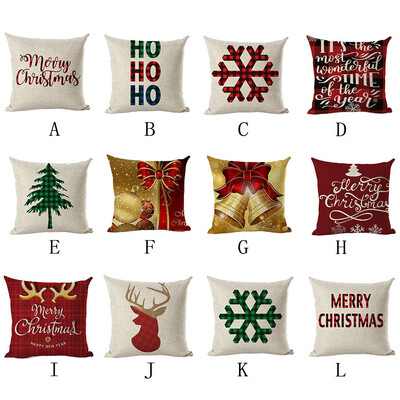 

Siaonvr Merry Christmas Pillow Cases Linen Sofa Cushion Cover Home Decor Pillow Core