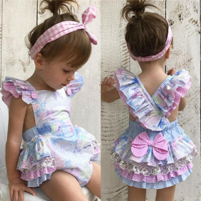 

Newborn Baby Girls Sequin Lace Jumpsuit Floral Romper Bodysuit Outfit Sunsuit