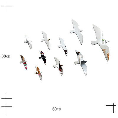 

Toponeto Acrylic 3D Seagull Bird Combination Mirror Effect Wall Sticker Decal Home Decor