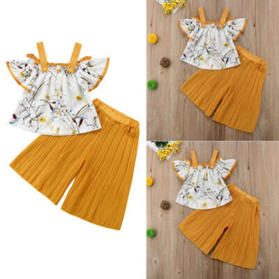 

US Stock Toddler Baby Girls Floral Tops Flared Long Pants Loose Outfits Clothes