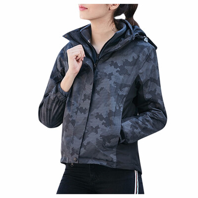 

Toponeto Women Winter Outdoor Detachable Two Piece Plus Size Camouflage Jacket Coat