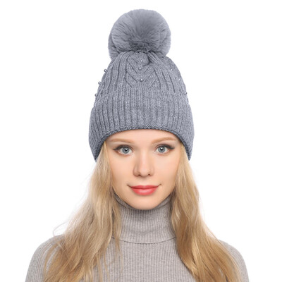 

Tailored Fashion Women Curling Button Cap Hat Winter Warm Thickened Knitted Ball Cap