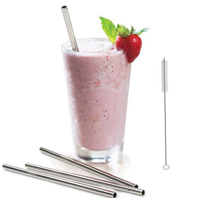 

Siaonvr 3 Long Stainless Steel Drinking Straws 20 Oz & 30 Oz Cups Cleaning Brush Include