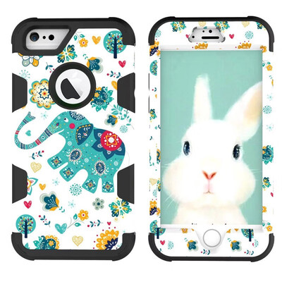 

Elephant Pattern Dual Layer PCSilicon Shock Resistant Phone Cases for iPhone 6 iPhone 6s Ergonomic Grip&Raised Lip Design Cases