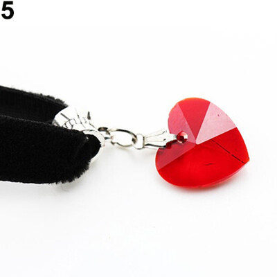 

Retro Gothic Handmade Shiny Love Heart Rhinestone Pendant Choker Short Necklace