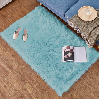 

Toponeto Wool Imitation Sheepskin Rugs Faux Non Slip Bedroom Shaggy Carpet Mats