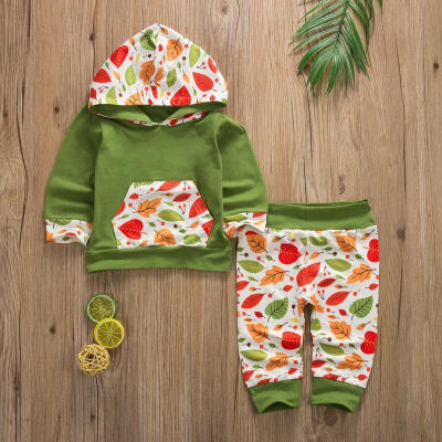 

Toddler Baby Girl Boy Outfits Sets Long Sleeve Floral Print Hoodie with PocketPant Set Legging Outfits for Kids