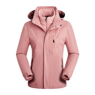 

Toponeto Womans Outdoor Detachable Hat Charger Removable Two-Piece Flannel Jacket Coat