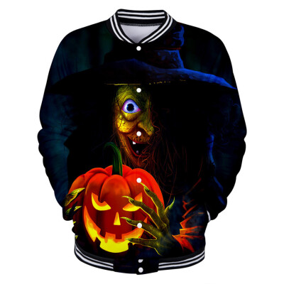 

Toponeto Women Halloween Horror Print Party Long Sleeve Pullover Hooded Baseball Jacket