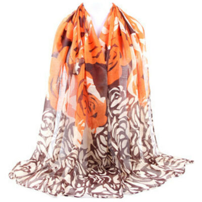 

New Fashion Lady Long Flower Soft Wrap Lady Shawl Silk Voile Scarf Scarves